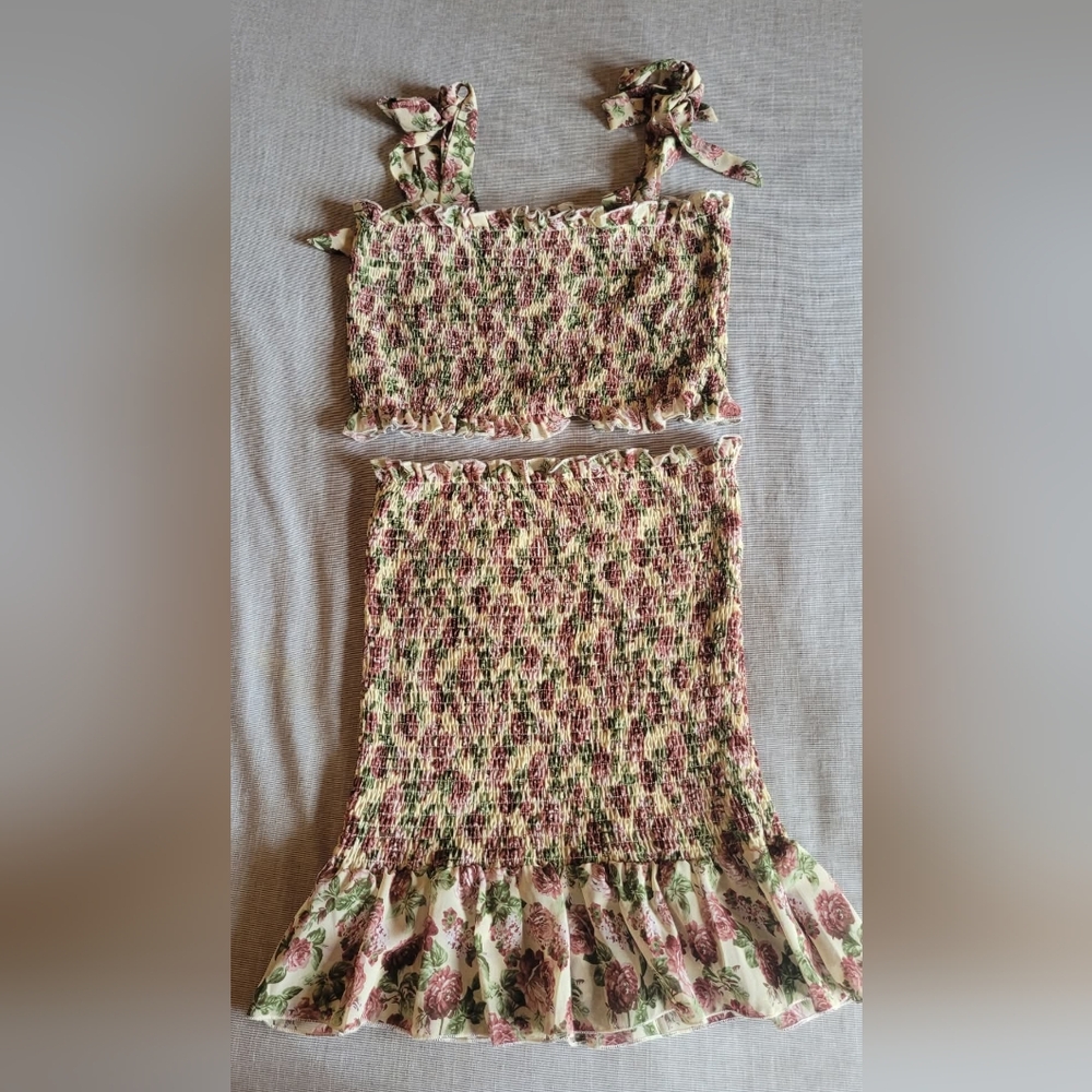 Floral Crop Top Set